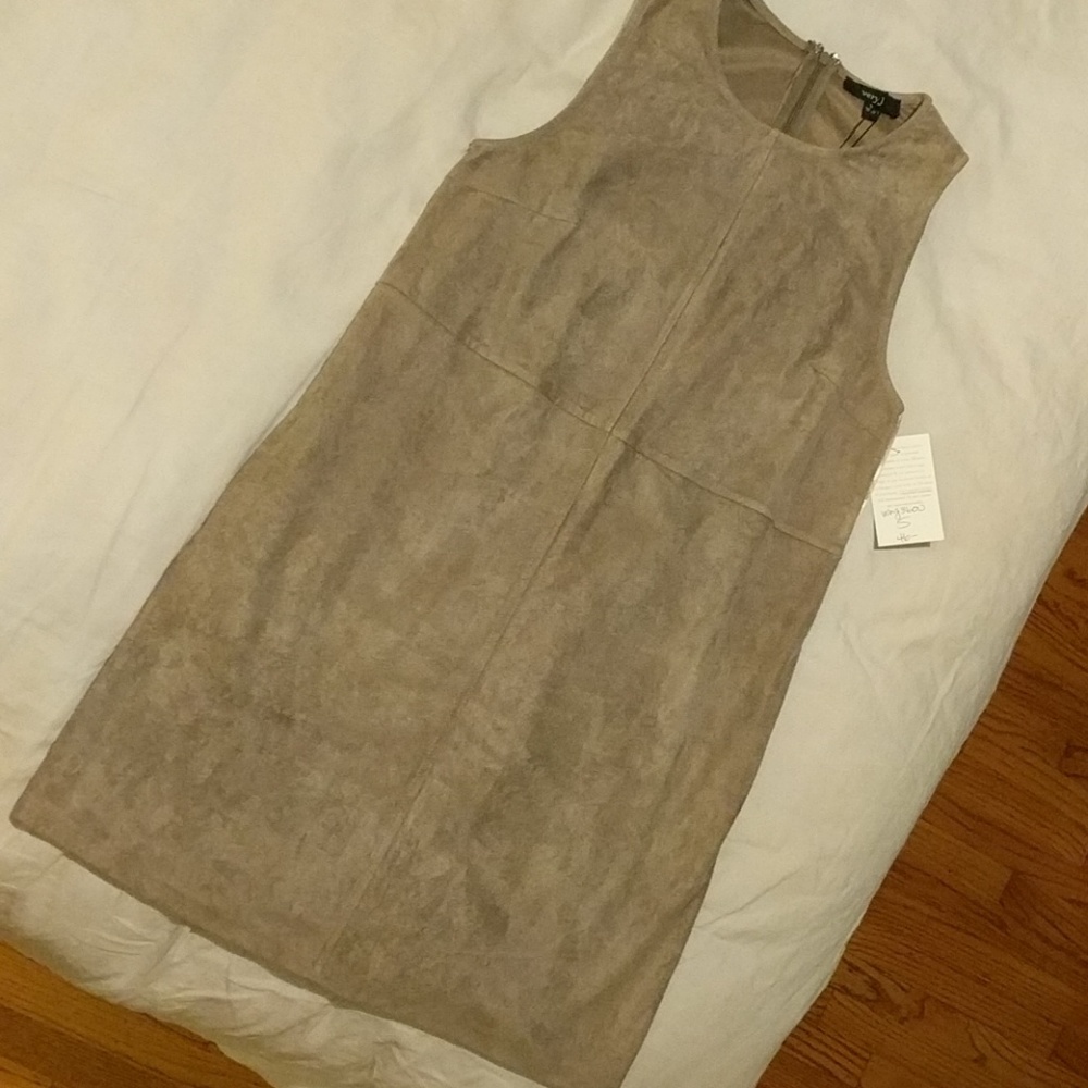 Very J Greyish Tan Suede Dress with Pockets